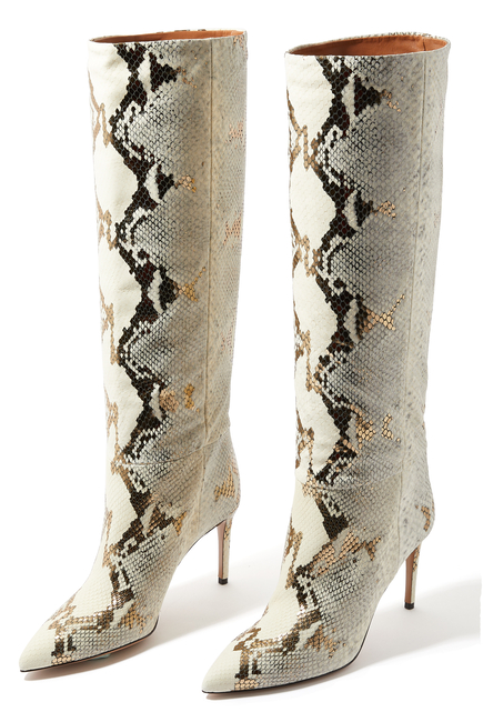 Leather Python 85 Knee-High Boots